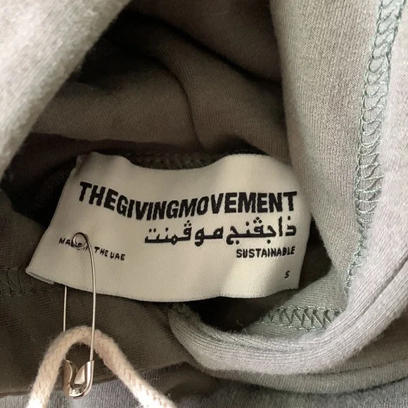 The giving movement dark khaki hoodie organic crop drawstring hoodie limited ed - Picture 4 of 6